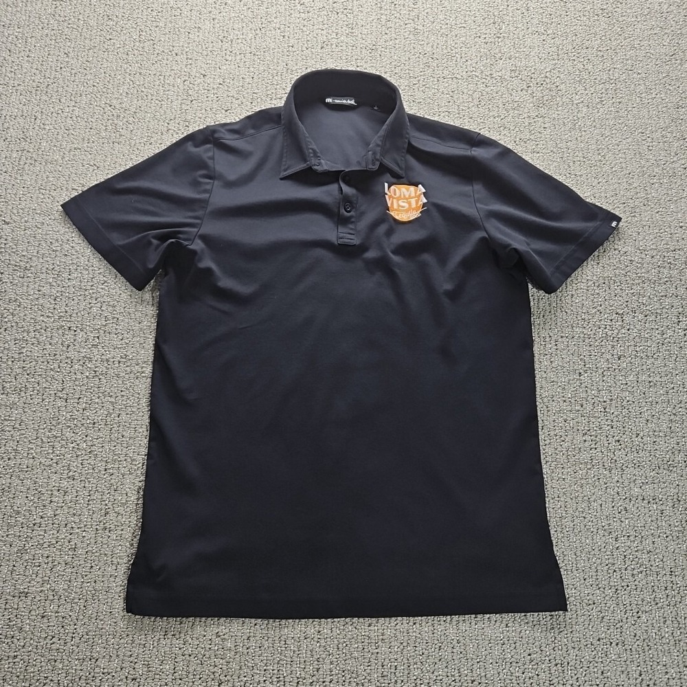 Travis Mathew Shirt Mens Large Black Polo Golf Short Sleeve Tequila Soda Logo
